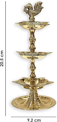 Miniatura 3 de SATVIK - 2 piezas de latón de pie Kerala Samai Diwali Deepak para Puja tradicional Panchmahal Pooja Deepam Diya lámpara de aceite Kutthu Vilakku Dia