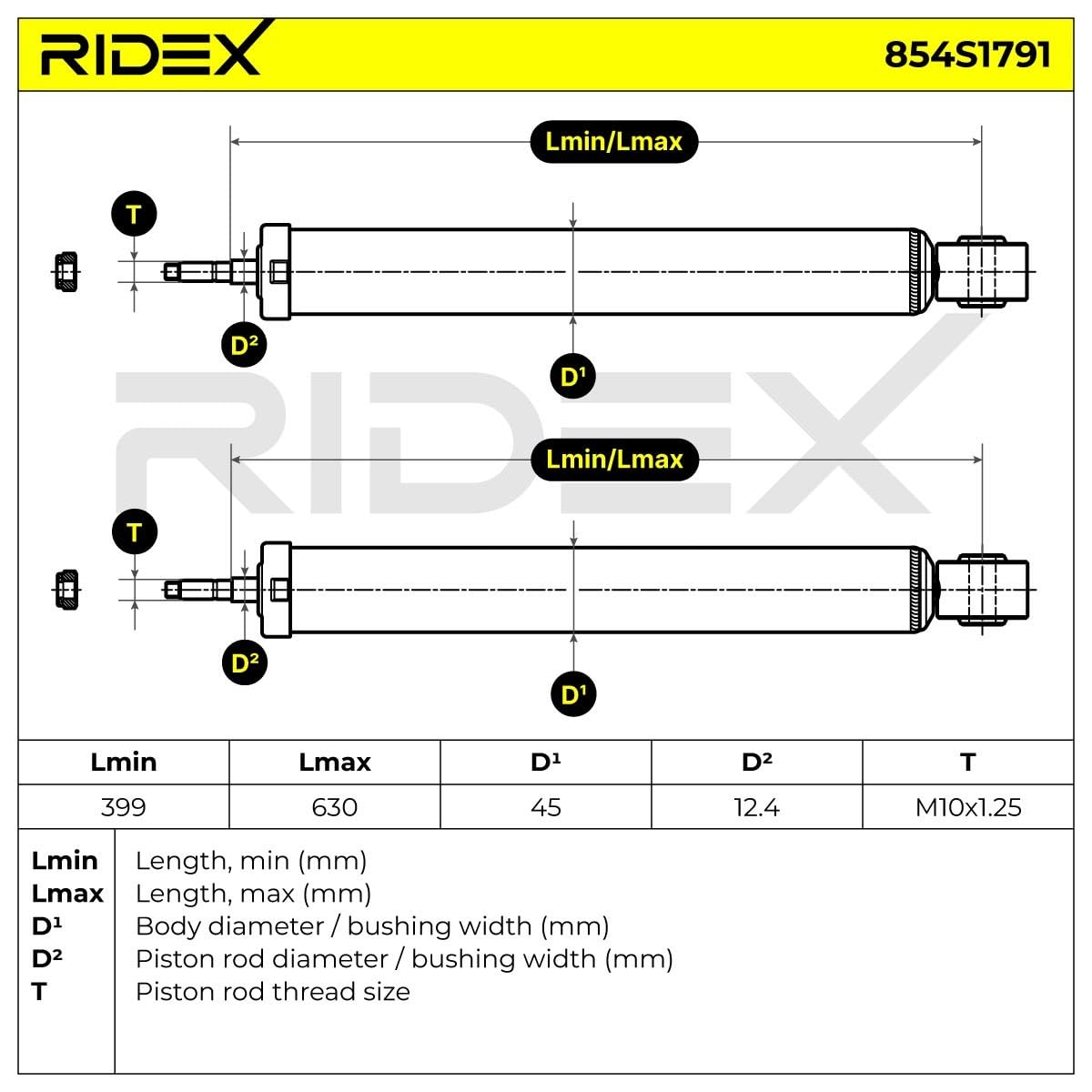 RIDEX 2x Amortisseur Arrière Pression de gaz Compatible avec VW Tiguan I 5N TIGUAN VAN 5N, AUDI Q3 8UB, 8UG