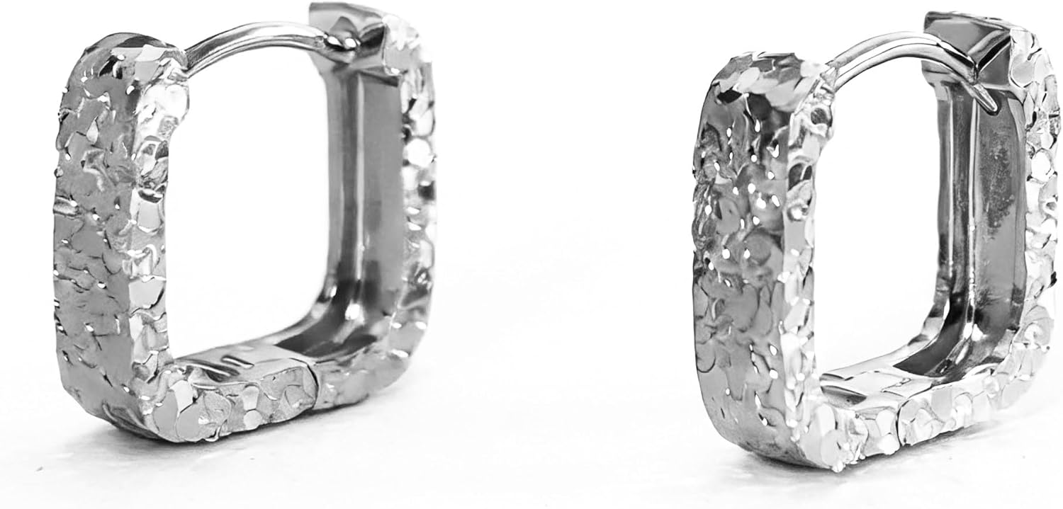 Small Hoop Earrings for Women Glitter Hoops Gold Plated with 925 Sterling Silver Post