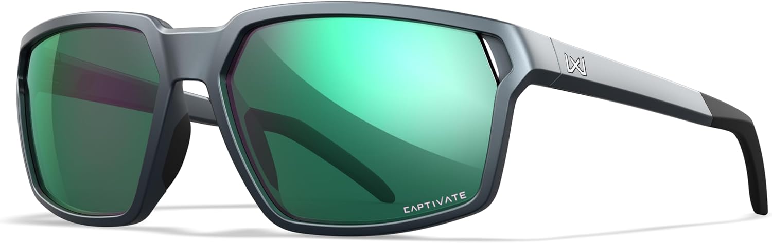 Wiley X WX Sierra Sunglasses Safety Glasses for Men Shatterproof UV Eye Protection for Combat and Shooting Captivate Polarized Green Mirror Lenses Matte Graphite Frames - Image 2