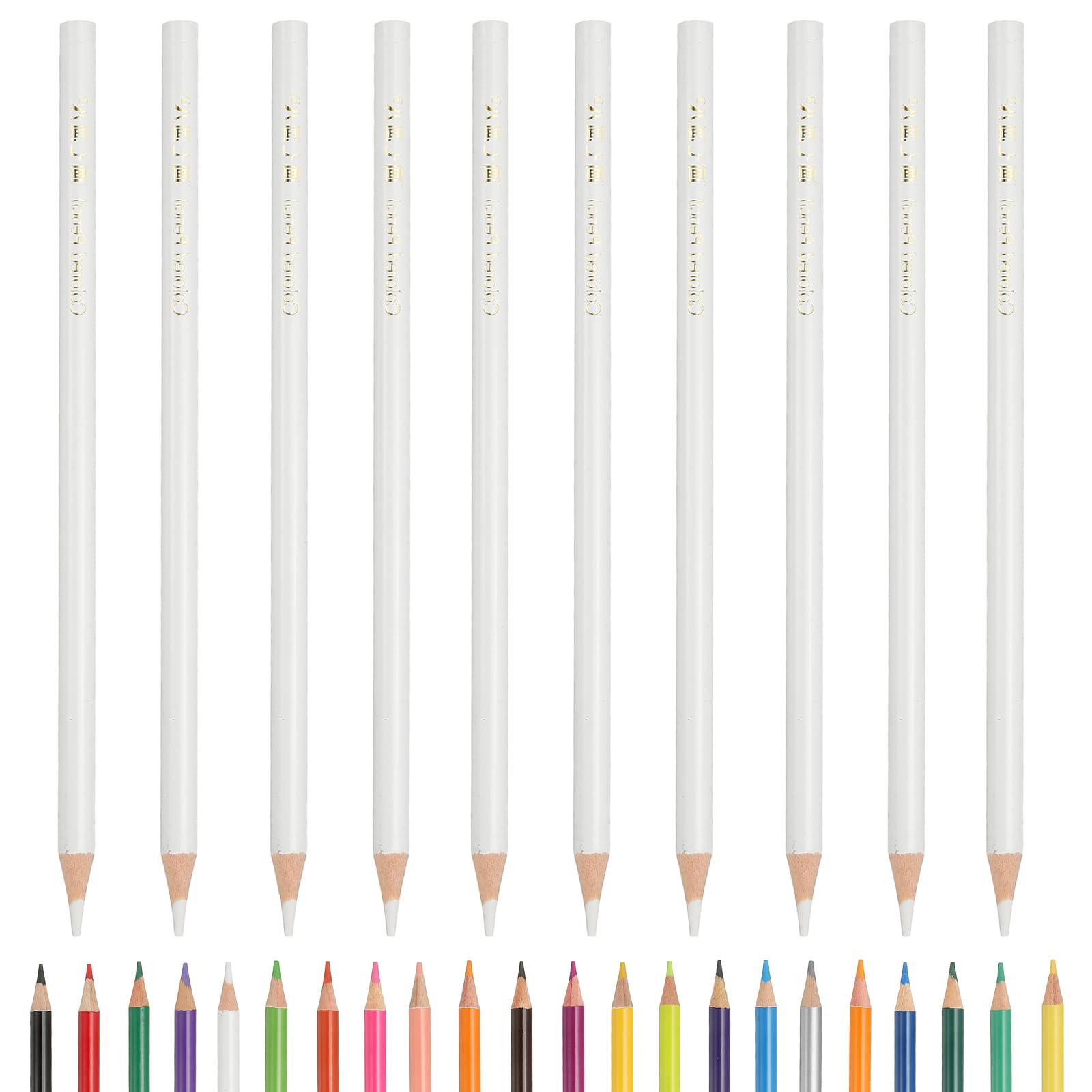 PATIKIL Colored Pencils, White Color Drawing Pencils with Oil-Based Cores Art Scrapbook Supplies for Adult Coloring Books Artists Beginners Drawing Sketching, 10 Pcs