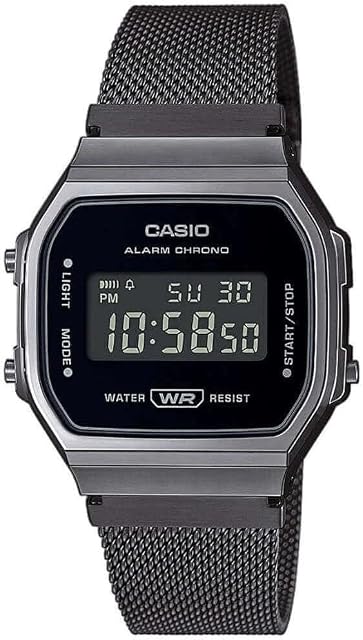Casio - Vintage A168WEMB-1BEF całkowita czarna bransoletka z siatki, A168WEMB-1BEF, A168WEMB-1BEF, czarny, A168WEMB-1BEF