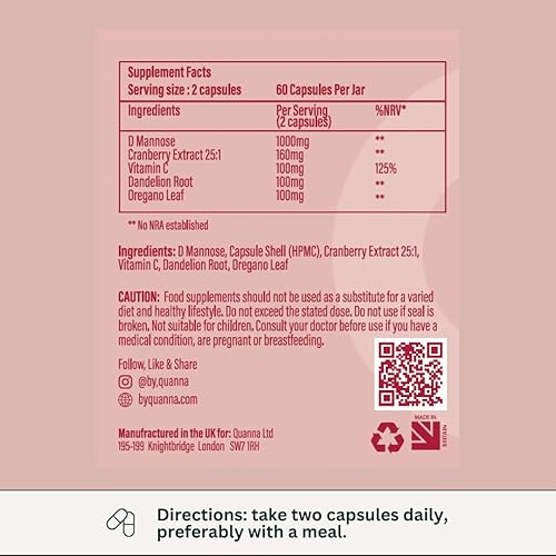Miniatura 7 de Quanna D Manosa y arándano comprimidos para infecciones urinarias  Tratamiento de la infección urinaria para mujeres  Suplementos de alivio de la