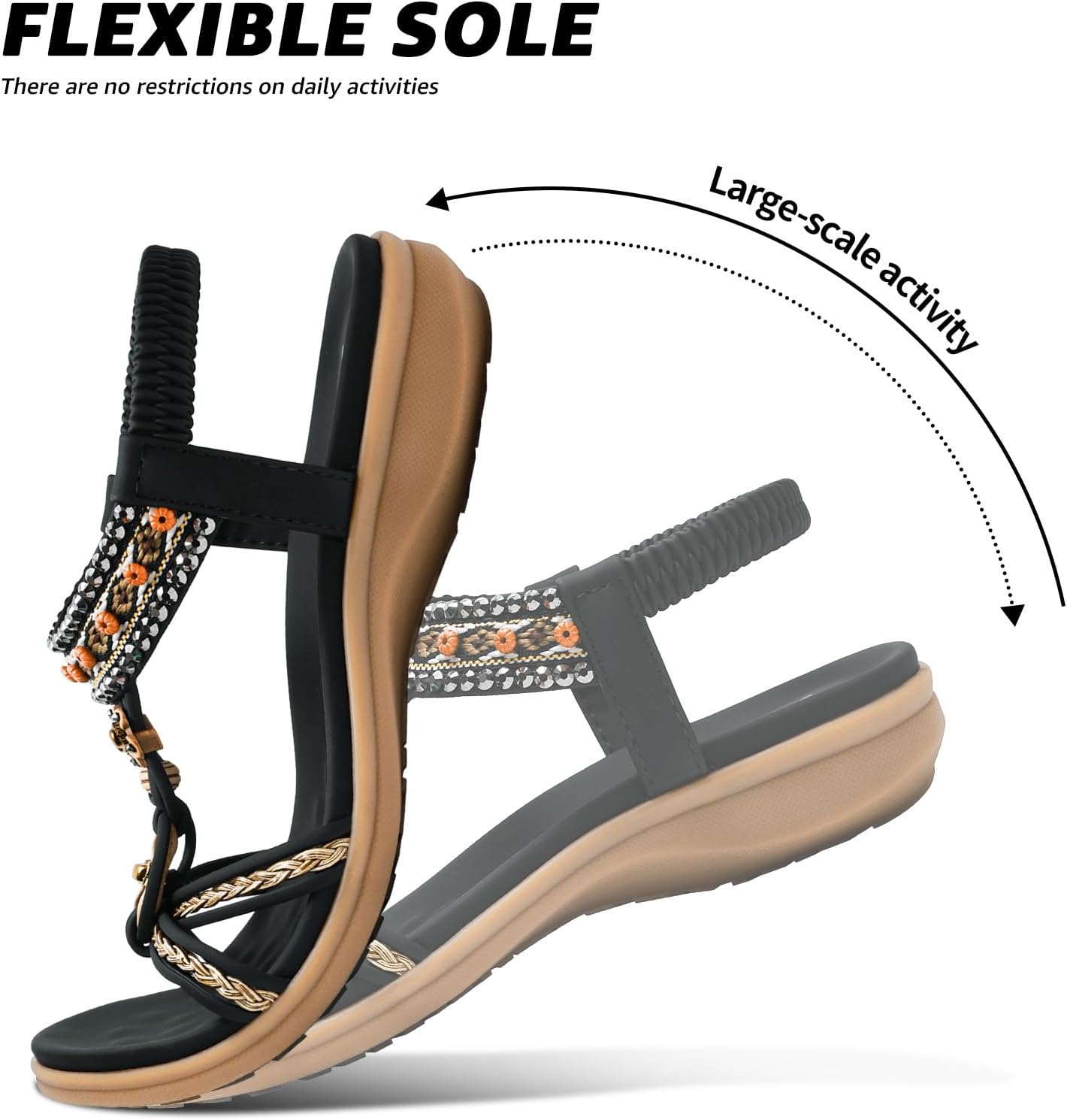 Littleplum Womens Sandals Arch Support Summer Beach Sandals Comfort Walking Shoes Bohemian Flip Flops Sandals for Women - Image 4