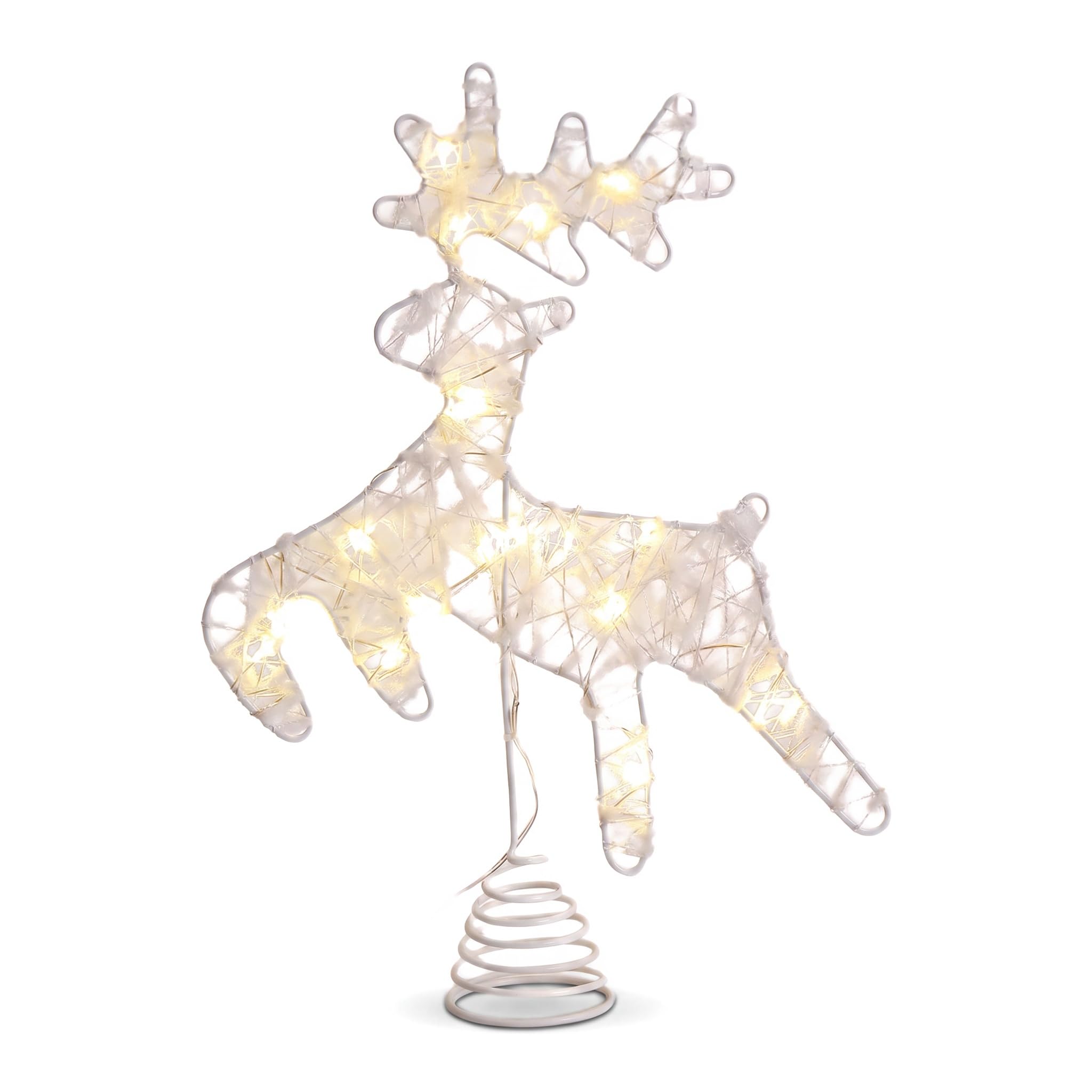 Satiskid Christmas Tree Topper Lighted, Reindeer Tree Topper for Xmas Tree