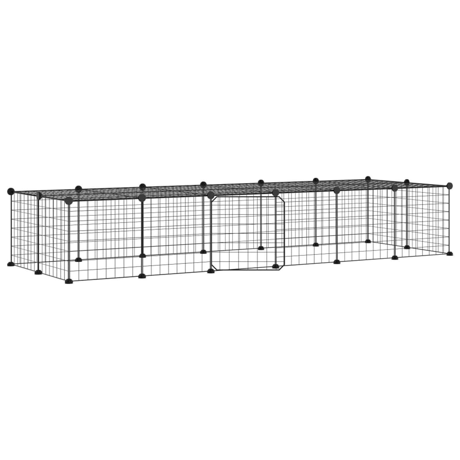 Jaula para Mascotas de 28 Paneles Puerta, JUDYY Jaula Cobaya, Jaulas para Conejos, Valla para Mascotas, Recinto para Conejos, Parque para Conejos, Cosas para Conejos, Acero Negro 35x35 cm