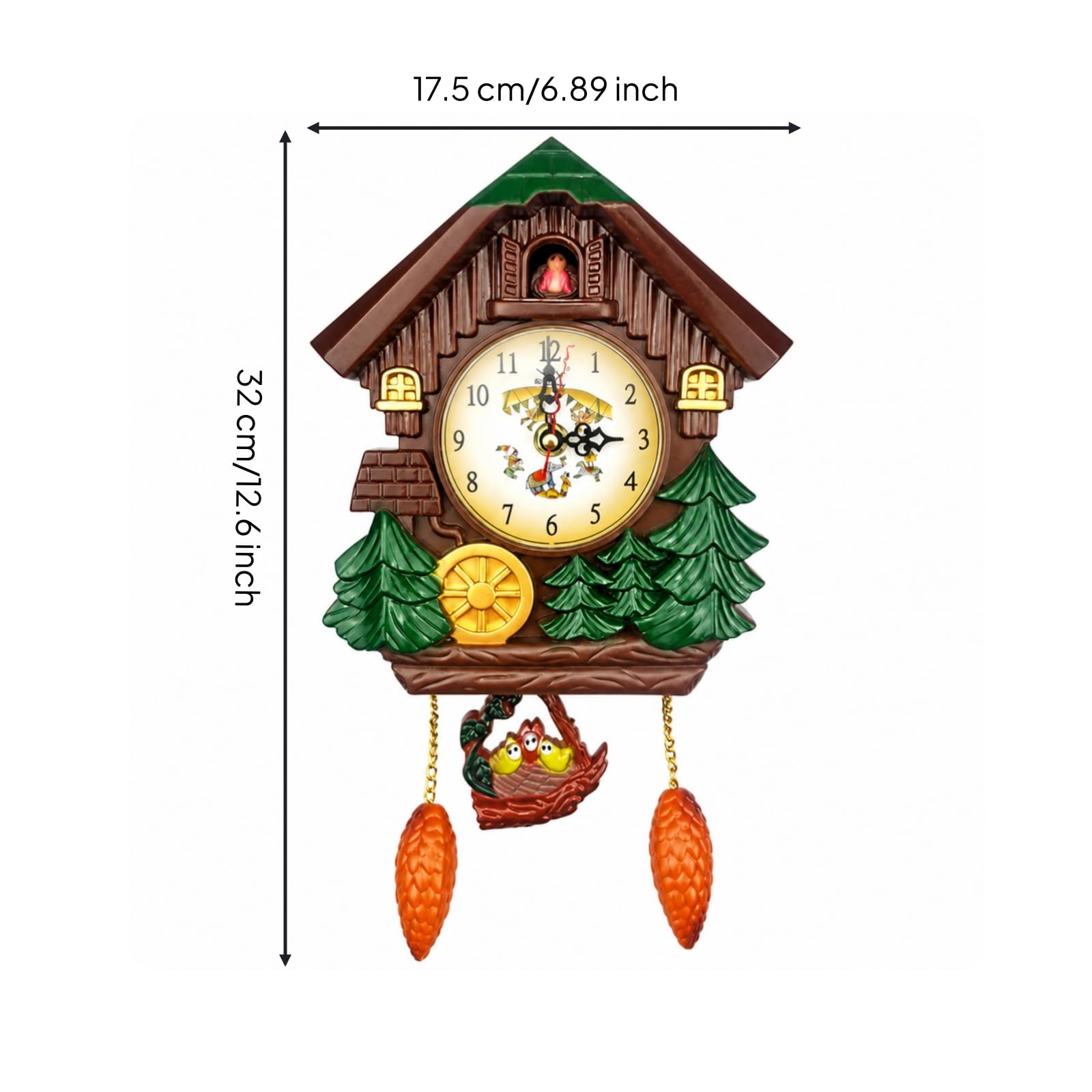 Horloge Oiseau en Forme Silencieuse Horloge à Oiseau Analogique pr Enfants, Chambre d'enfant