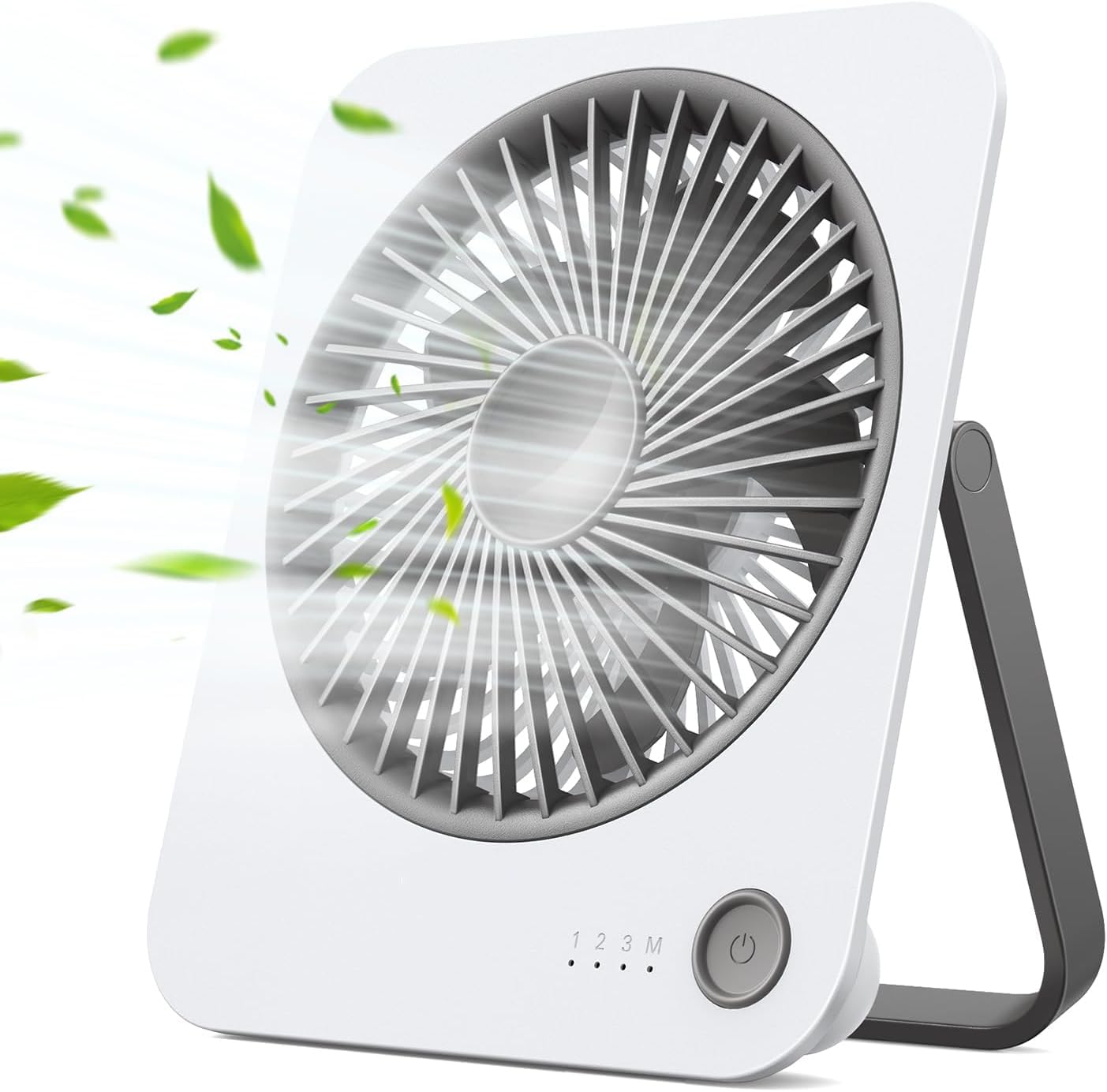 NALACAL 4000mAh USB Desk Fan, Strong Airflow&Quiet Operation Mini Personal Fan, Portable Fan with 4 Speeds, 180°Foldable Cooling Fan, USB Fan Silent Powerful for Travel/Outdoor/Home/Office, White