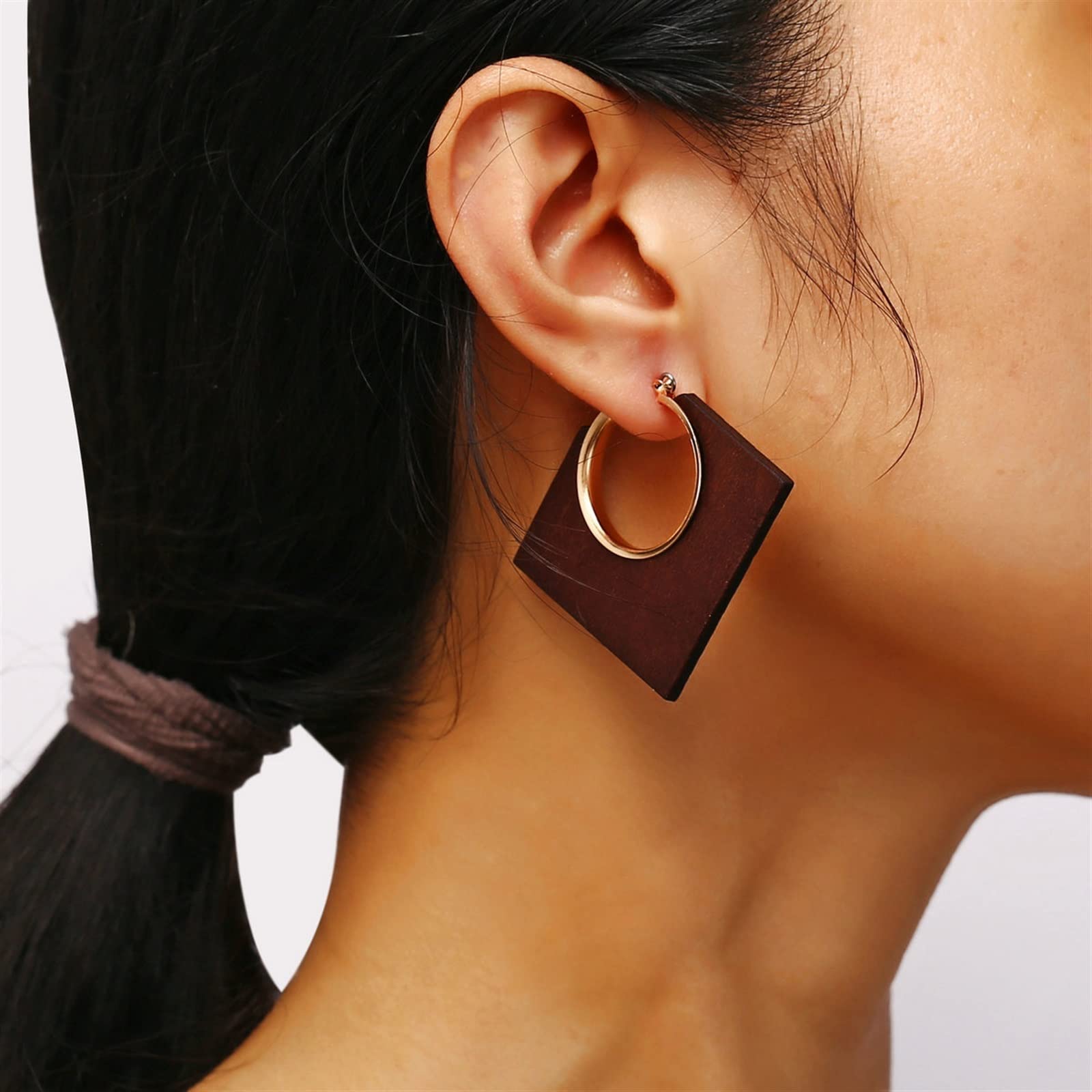 WXKAGF Orecchini Pendenti Quadrati di Gioielli di Moda Orecchini in Legno Orecchini di Legno africani Fatti a Mano di Moda per Gioielli da Donna Orecchini di Fascia Alta