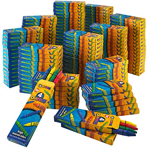 Kicko Bulk Crayons- 576 Assorted Coloring Crayons - 144 Packs of 4 Crayon - Perfect for School and Office Supplies, Arts and Crafts, Party Favors, Back to School Supplies and Restaurants