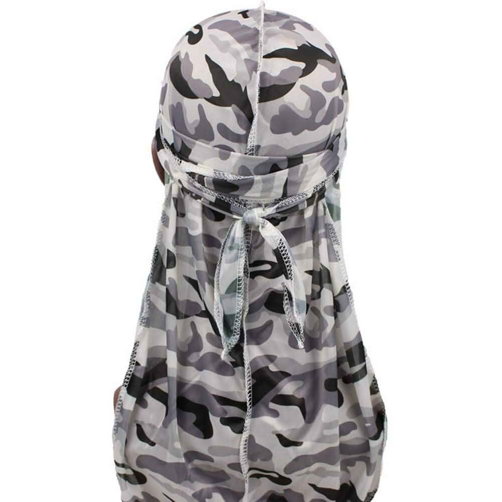 Pennonveya Camouflage Silk Durag for Men | Camo Print, Adjustable Tie, Wave Cap Style, Unisex Design, Lightweight Fabric