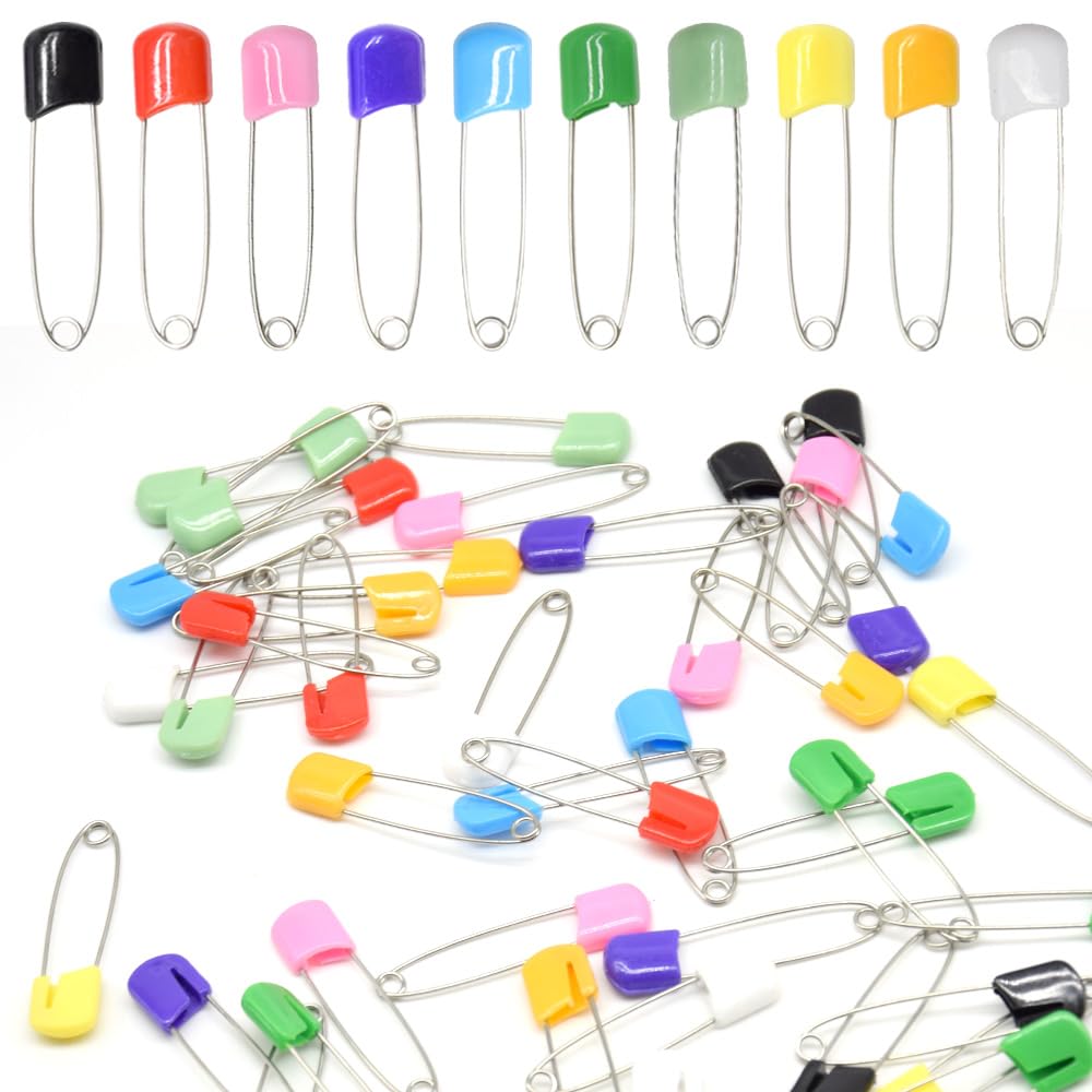 Ruidee 50 PCS 54mm Stainless Steel & Plastic Child Safety Pins with Locking Closure for Sewing Children's Clothing & Diaper Fastening (ET-BZ/Colour)