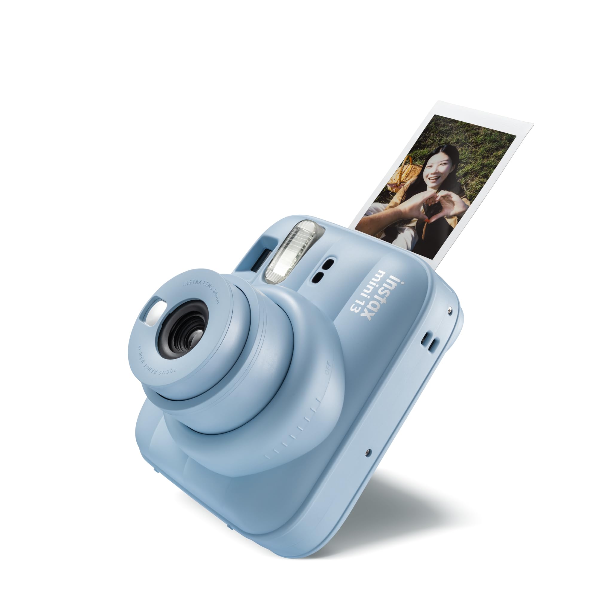 Appareil Photo instantané instax Mini 13 avec Flash Automatique intégré, Miroir pour Selfies intégré, Mode Gros Plan et retardateur, Bleu Glacé