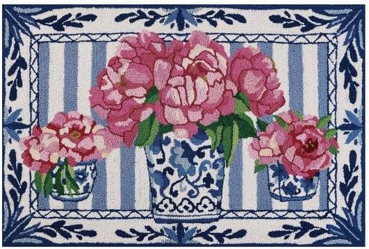 Peking Handicraft Pretty Petals Hook Rug, Multicolor, for Home, Office, Living Room Décor