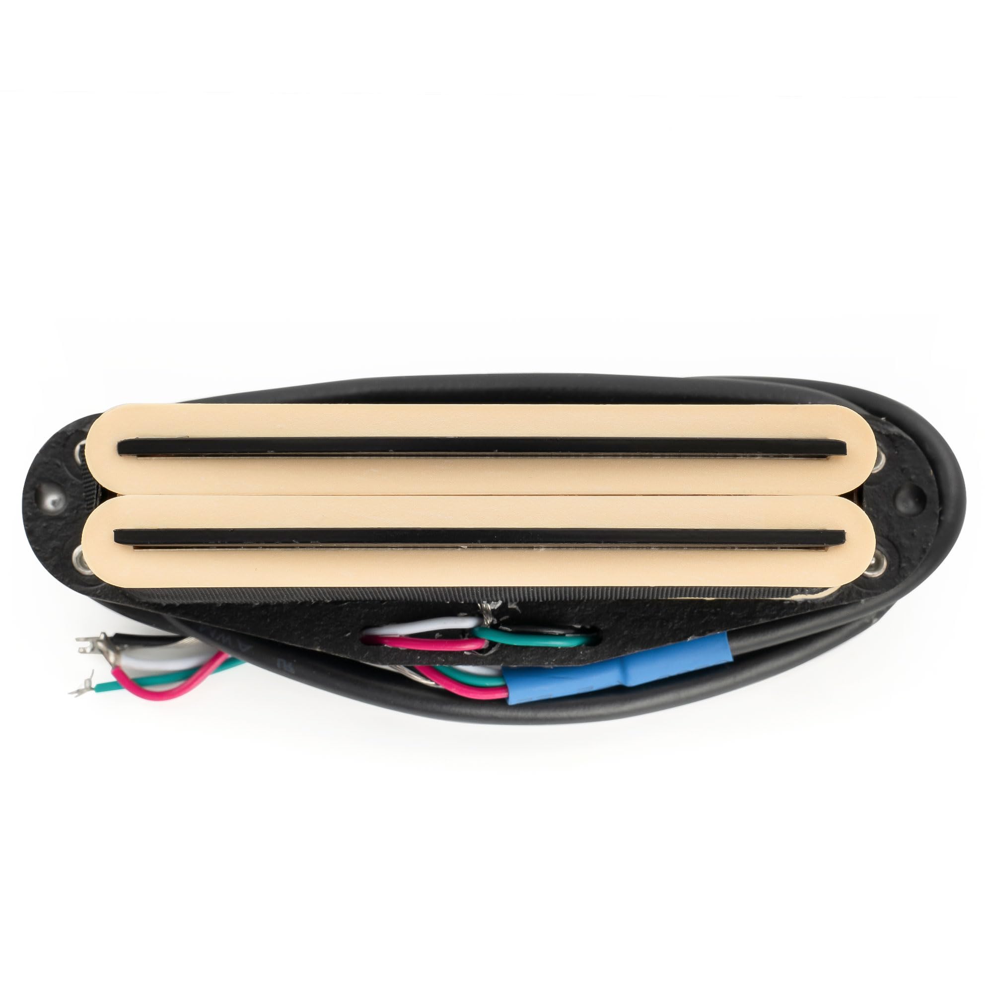 Musiclily Pro ST-DPMA Alnico 5 Rail Blade Humbucker Tonabnehmer Single Coil Format Pickup 9,2K für Strat Style E-Gitarre, Creme Korpus Schwarzer Rail