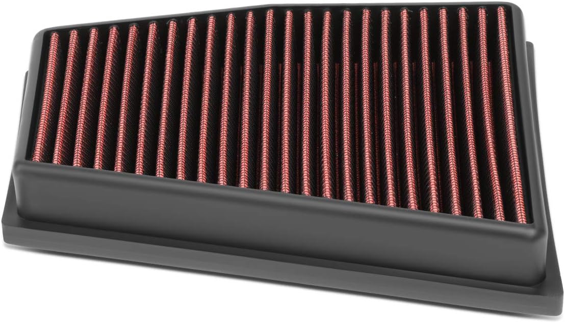 DNA Motoring AFPN-231-RD Clean Air Washable Drop In Panel Air Filter Enhance Engine Performance Power & Acceleration Improve [Compatible with 17-19 RS3 / 18-20 TT RS Quattro Fits 2.5L Models]