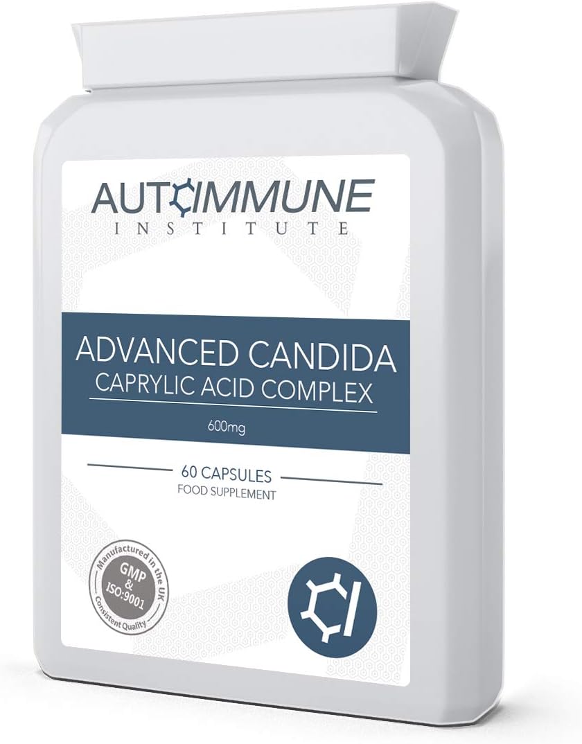 Advanced Candida. Caprylic Acid Complex with Friendly Bacteria, Botanicals and Zinc. 60 Easy to Swallow Capsules. Made in The UK.