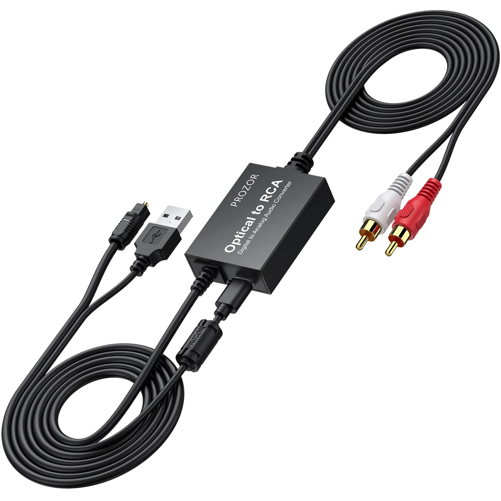 PROZOR DAC 2.1m SPDIF a RCA 192KHz/24bit Adattatore Ottico Toslink a AV Convertitore Audio Digitale a Analogico