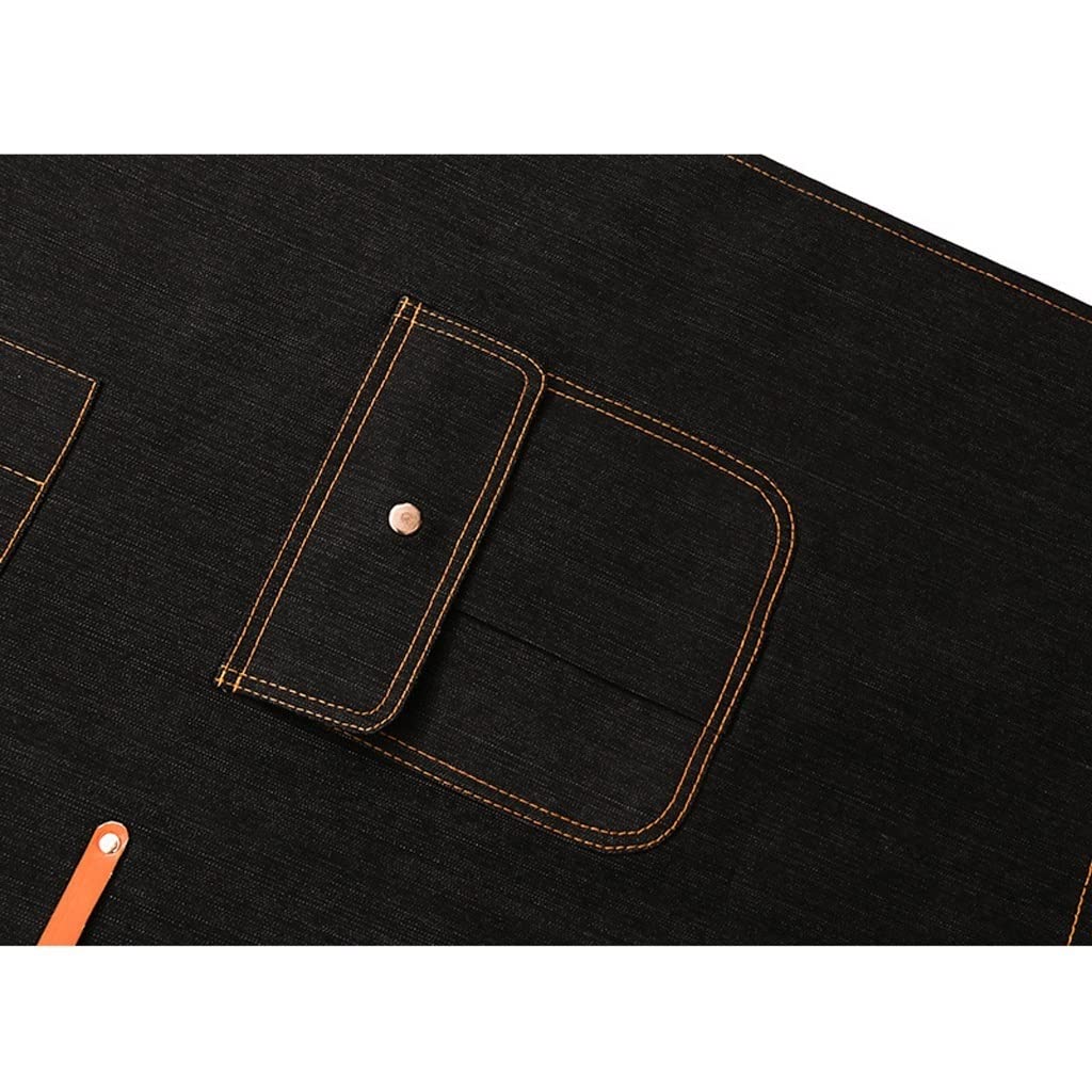 Delantal de Peluquero Barbero Delantal Restaurante Cocinar Delantal Cocina Hogar Falda Delantal con Pocket Cocina Delantal Delantal de Barista (Color : Black)