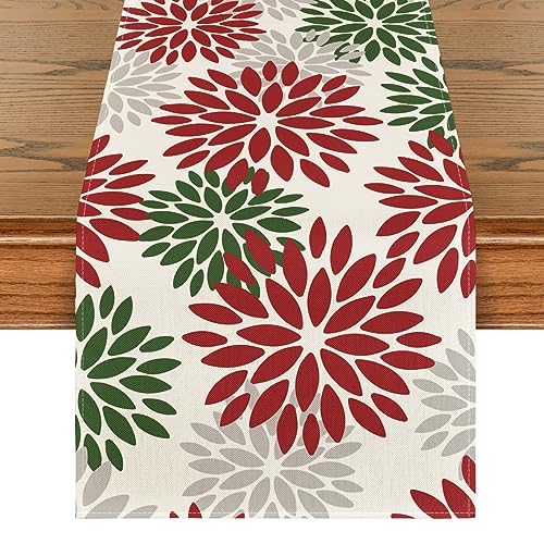 Weihnachtstischläufer 'Weihnachtsbaum' – 40x140 Cm, Beige/grün Mit Schneeflocken (Winterdeko Für Küche & Wohnzimmer)