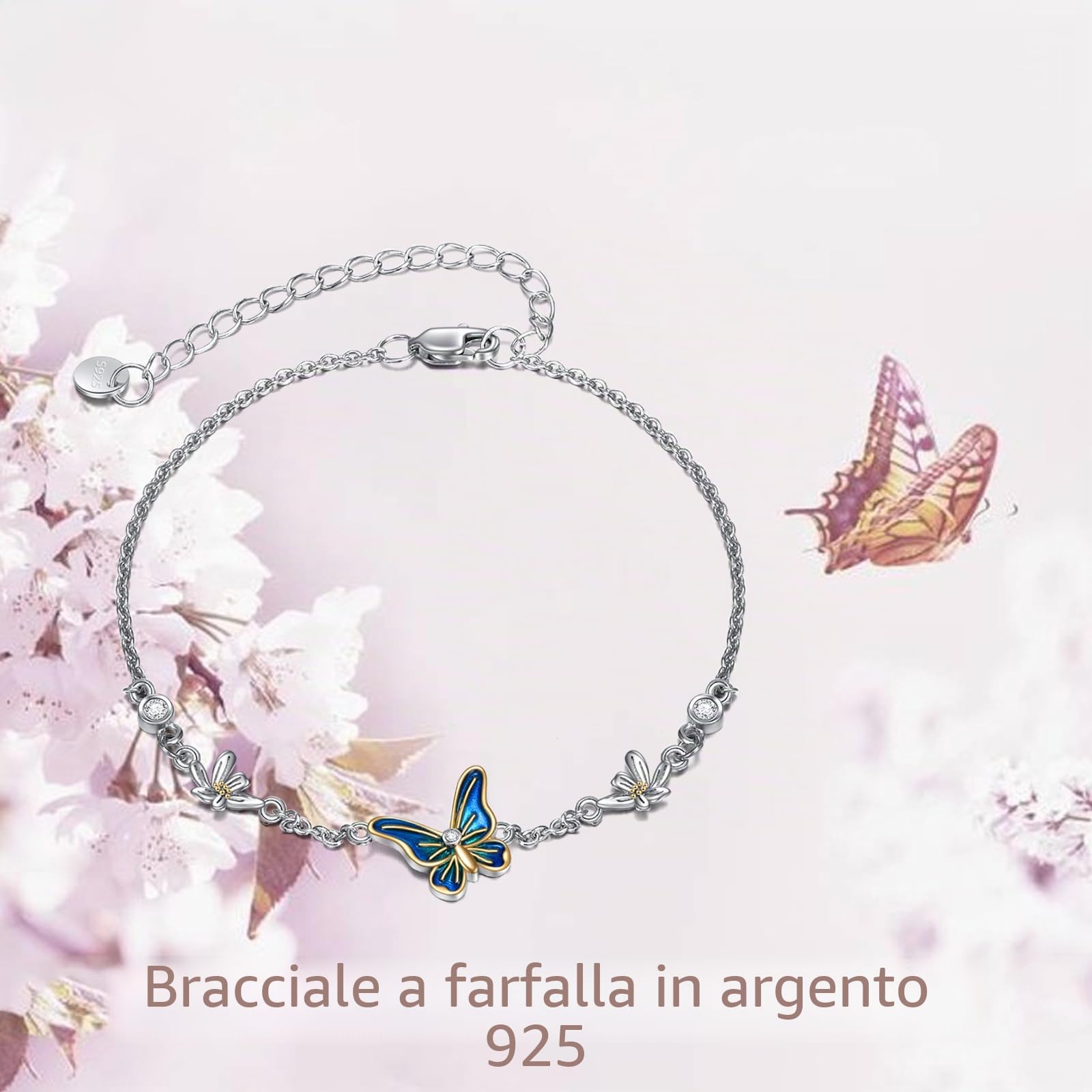 VONALA Braccialetto in argento Sterling 925 con gatto, cuore, delfino, trifoglio, stella, conchiglia, gatto, ametista, cuore, delfino, quadrifoglio, stella, conchiglia, gioielli regalo per donne