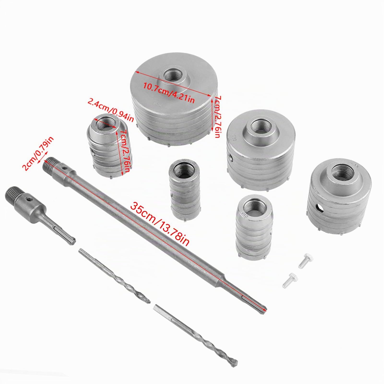 10 Pezzi Frese a Tazza per Muro e Cemento, Punte SDS con Gambo Estensione, a Tazza SDS