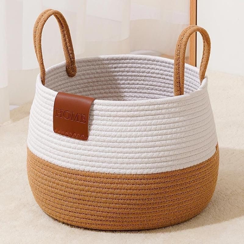 Bohemian Handwoven Storage Baskets for Newspaper, Blanket, Pet, Cloth, and Toys