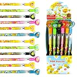 TINYMILLS 24 Pcs Bumble Bees Honeybees Multi Point Stackable Pencil with Eraser for Party Favors Baby Shower Goodie Bag Stuffers Classroom Rewards