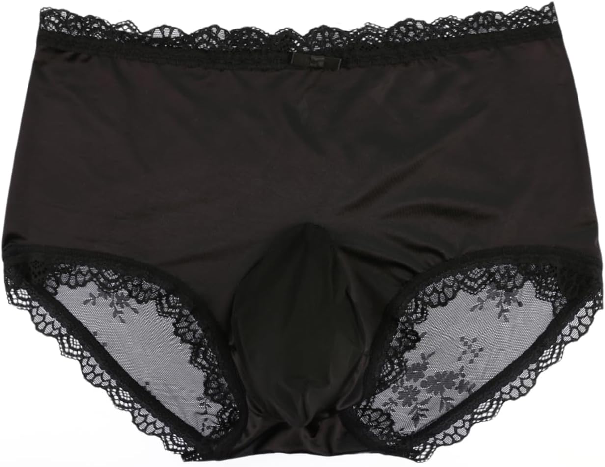 Femboy Sissy Pouch Panties for Mens Lace Hipster Panty Silk Bikini Briefs Underwear Lingerie Thongs G String - Image 6