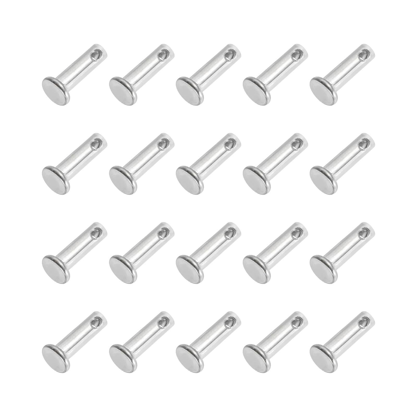 PATIKIL 4 x 12 Mm Single Hole Clevis Pins, 20 Pcs 304 Stainless Steel Flat Head Pin for Hitch Pin Lock Link Hinge Systems Silver
