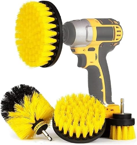 4 PCS Power Drill Scrubber Brush Cleaning Kit - All Purpose Drill Brush for Bathroom Surfaces, Grout, Floor, Tub, Shower, Tile, Corners, Kitchen, Grill - Fits Most Drills (Without Drill Machine)