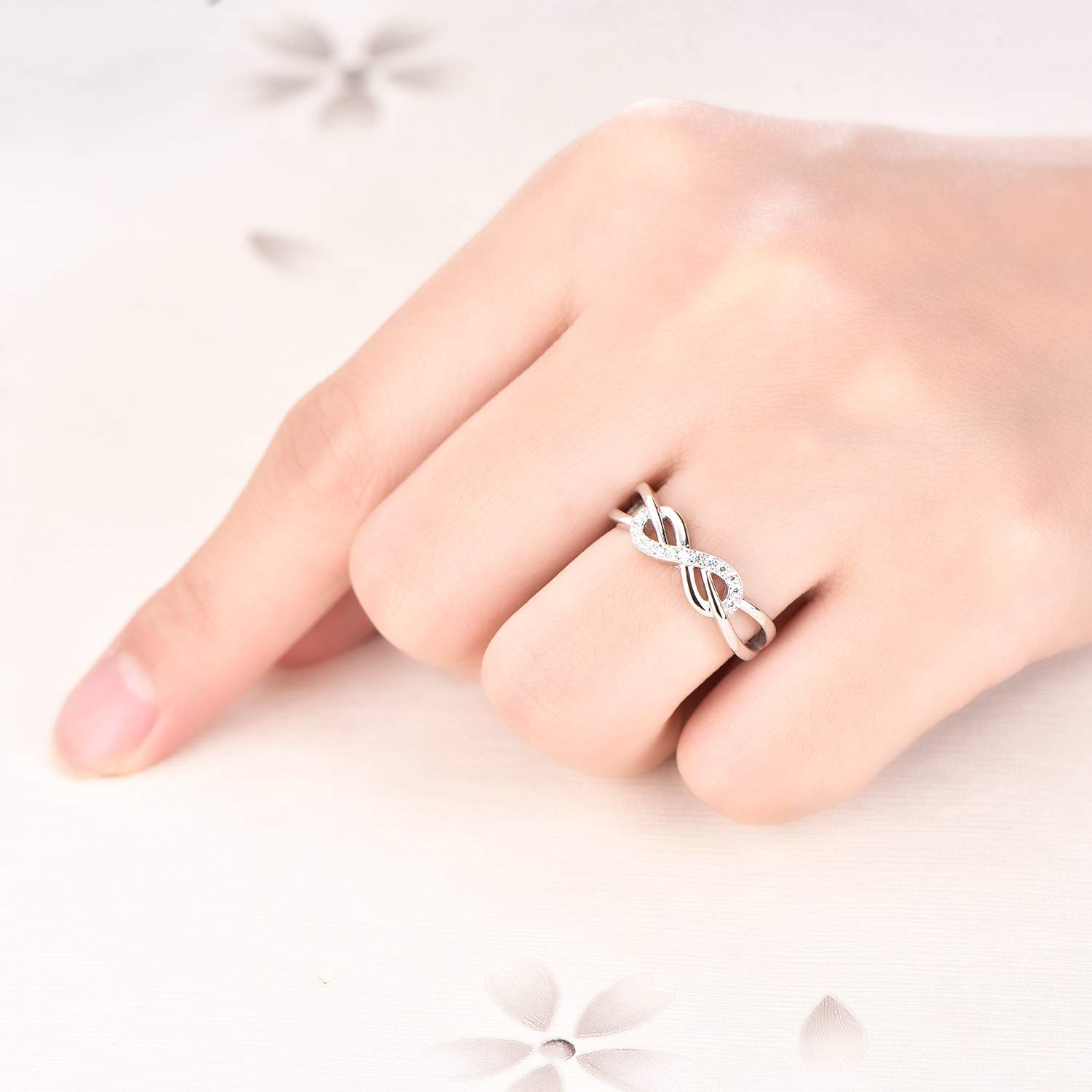 starchenie Unendlichkeit Ringe 925 Sterling Silber Zirkonia Infinity Verlobungsring Ringe für Damen