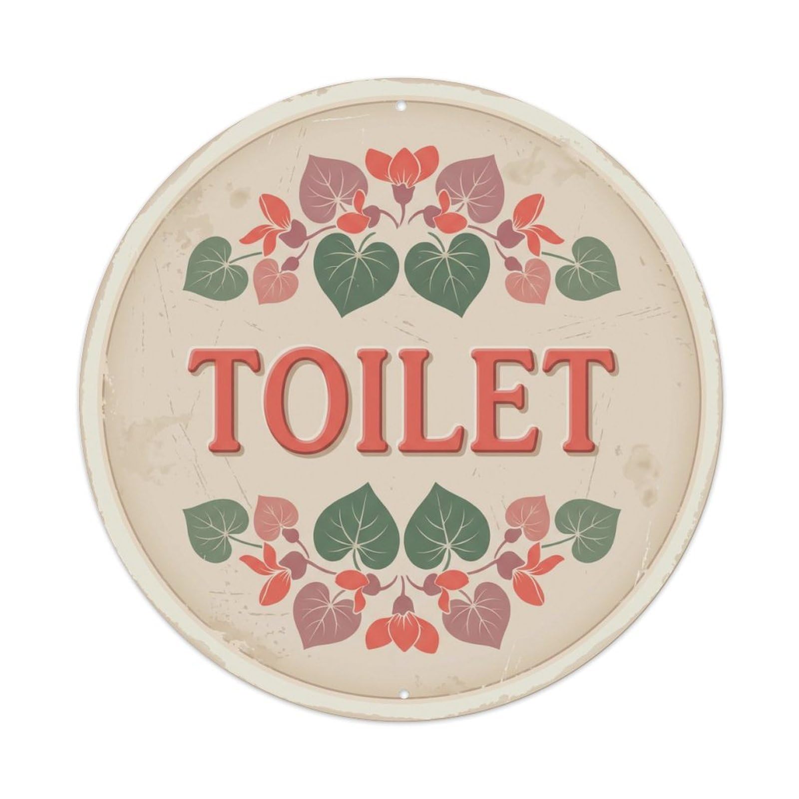 Okahys 8X8inch(20X20cm) Toilet(Wc) Signage Redbud Flowers Vintage Metal Tin Sign