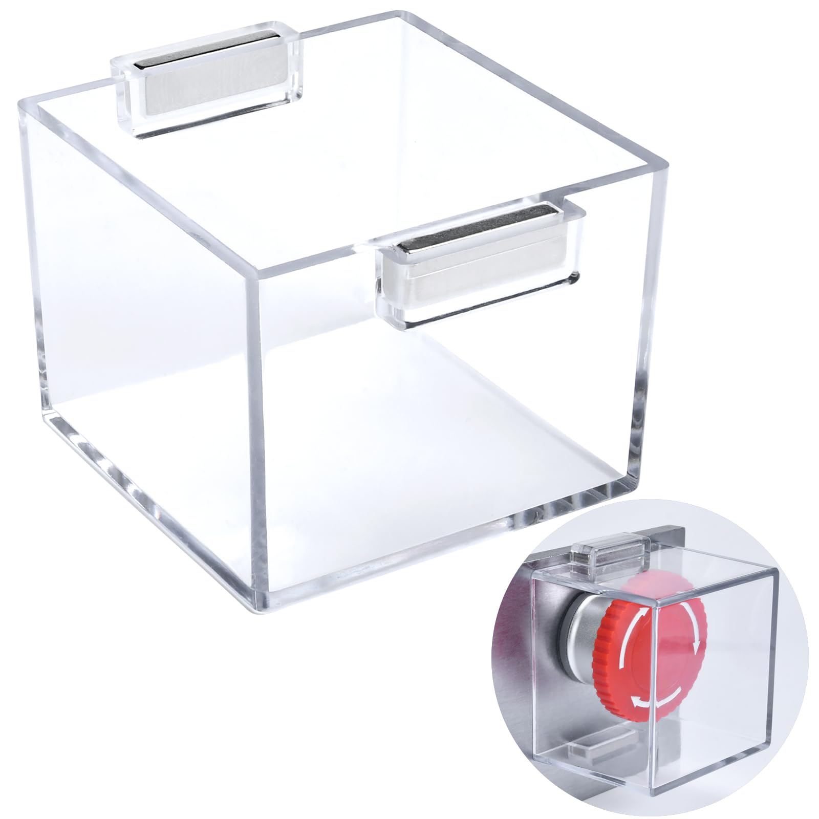 Strong Magnet Magnetic Push Button Switch Protective Cover Square 54 * 54 * 42mm Dustproof Waterproof Transparent Protective Cover for Computer, Power