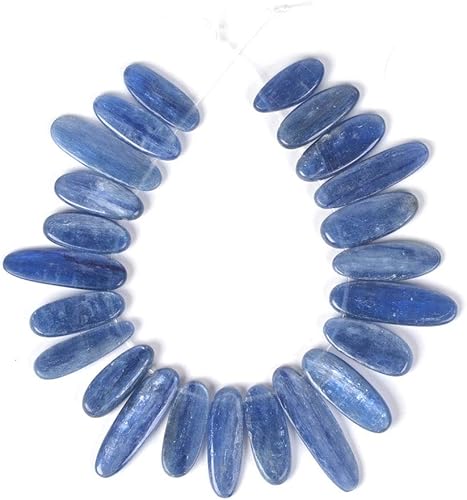 Justinstones Cuentas sueltas de forma ovalada de cianita natural de forma libre de 7 pulgadas