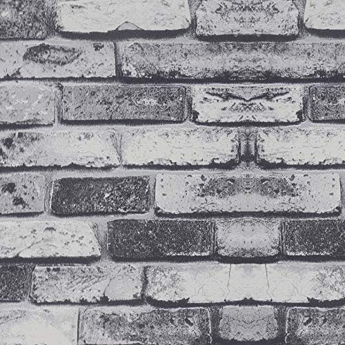 Caltero White Gray Brick Wallpaper 15.7In×32.8Ft Faux Brick Contact Paper Brick Peel and Stick Wallpaper Backsplash Wallpaper Self Adhesive Vintage Paper for Backdrop Wall Fireplace Bar Counter