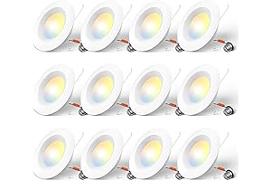 Amico 5/6 Inch Recessed Lighting 12 Pack, LED Retrofit Kit