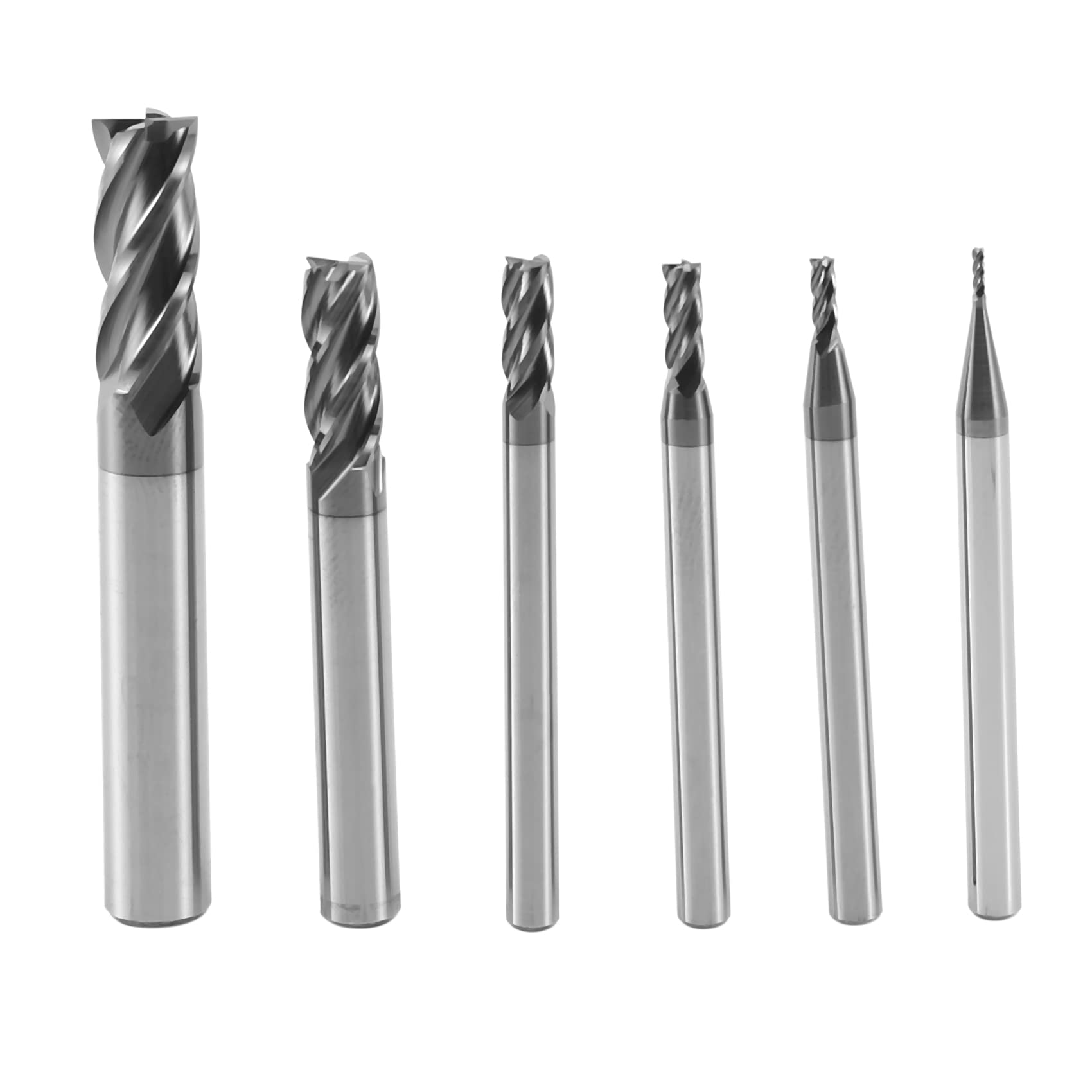 Fresa de Extremo CNC 4 Flautas Ø1-Ø8mm, Set 6 Piezas de Carburo