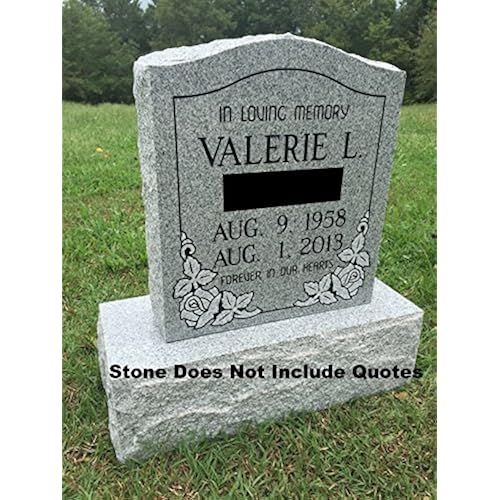 Granite Memorial Headstone Die and Base (Multiple Designs) | Custom Engraved Upright Cemetery Monument | Polished Serpentine Die with Base