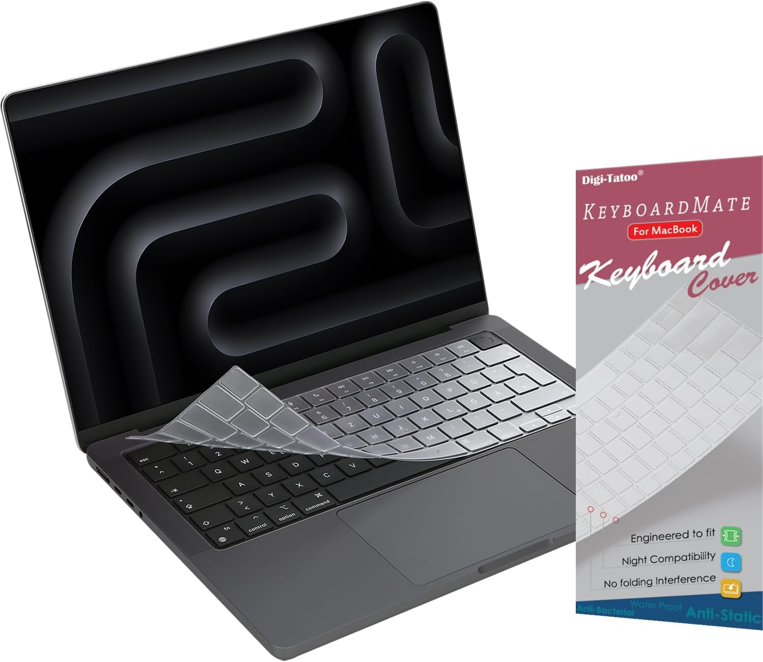 Keyboard Cover Protector for 2025~2021 MacBook Air 13/15 Pro 14/16 M4 M3 M2 Chip(EU/UK Layout), Model A3240 A3241 A3112 A3401 A3185 A3403 A3186 A3113 A3114 A2992 A2918 A2991 A2780 A2681 A2941 A2442