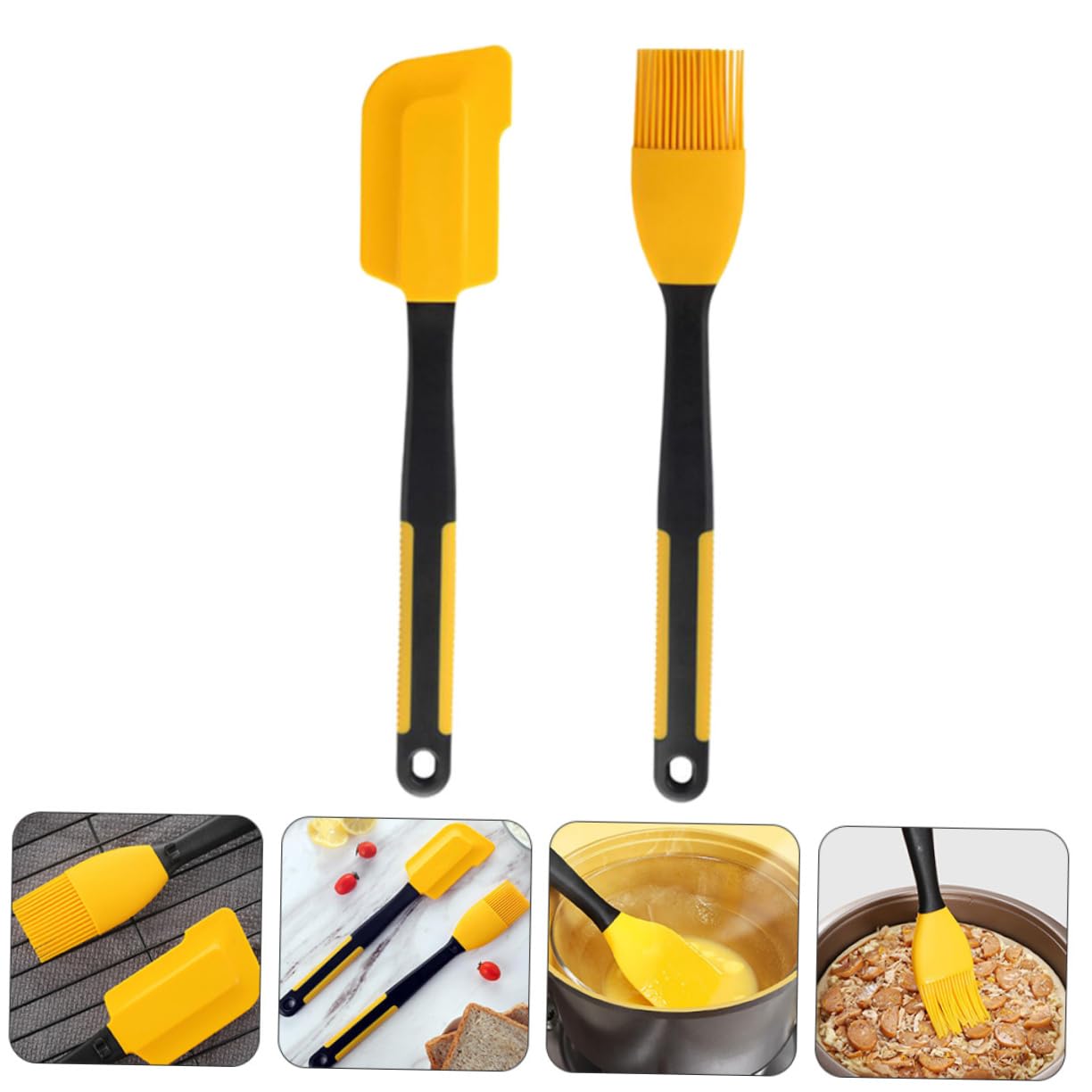 BRIGHTFUFU Silicone Squeegee Oil Brush Set Baking and Spatula Tool Heat Resistant Dual-purpose Scraper Lightweight and Compact Essential for Every Kitchen