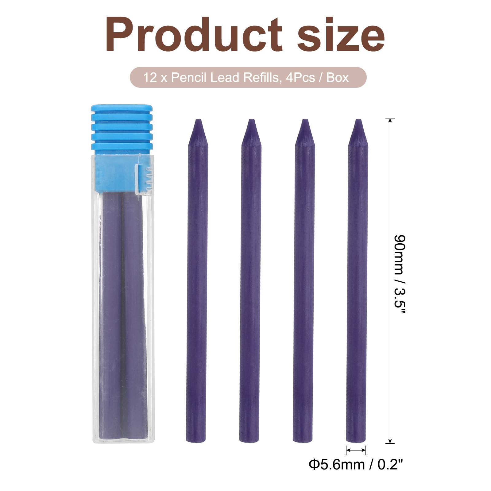 PATIKIL 12Pcs 5.6mm 2B Carpenter Pencil Lead Refills - Image 2
