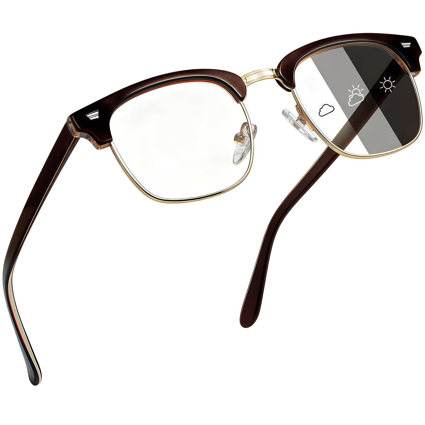 Joopin Gafas Fotocromáticas Protección Luz Azul Hombre y Mujer Gafas Transparentes Cambia de Color para Interior Exterior Ordenador Pantallas Gaming Medio Marco