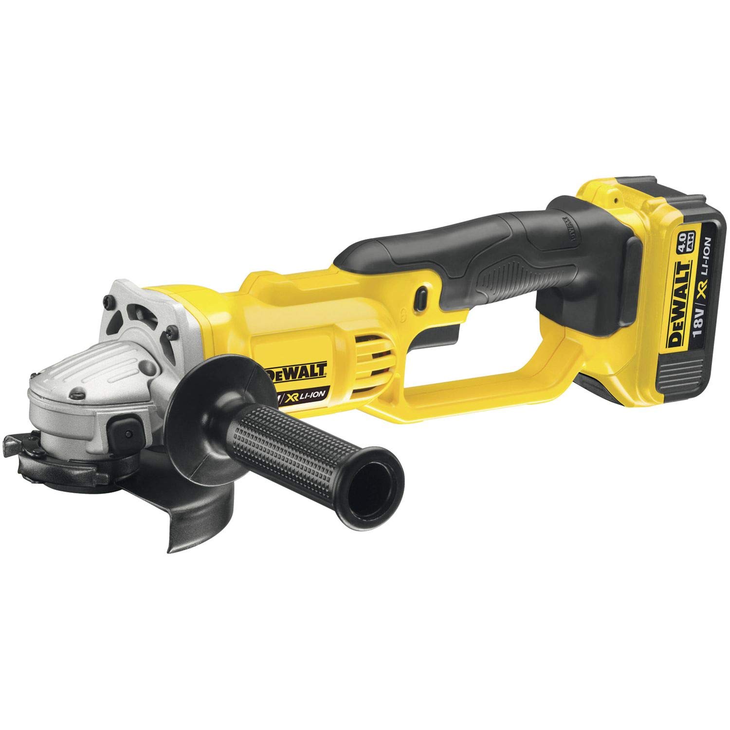 DEWALT DCG412M2-QW - Mini-amoladora XR 18V, 4.0 Ah, 7,000 rpm, Disco de 125 mm, Freno Electrónico, Cambio Rápido de Disco, Incluye 2 Baterías, Cargador Multivoltaje, Empuñadura y Maletín de Transporte