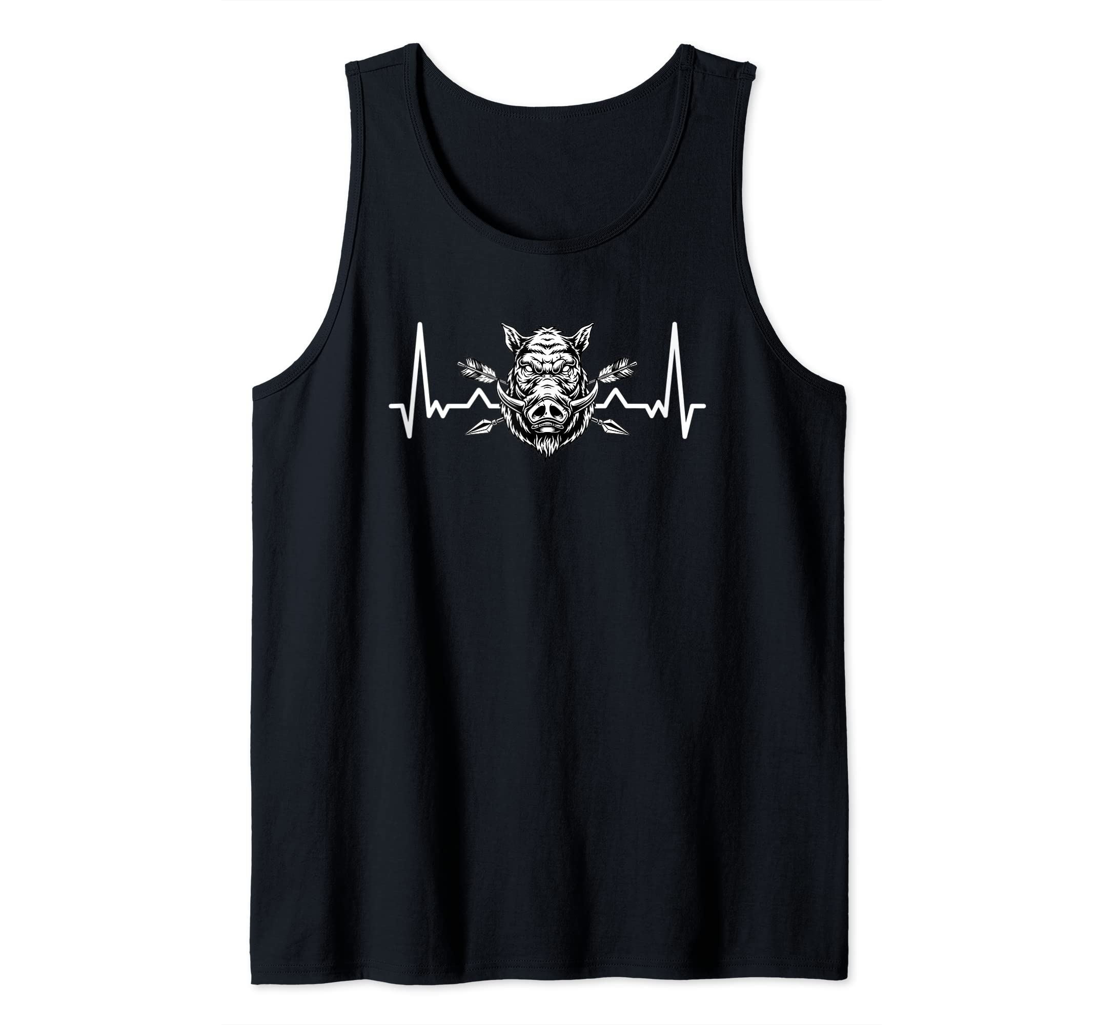 Wild Boar Hunter Funny Hog Hunt Heartbeat For A Wild Pig Fan Tank Top