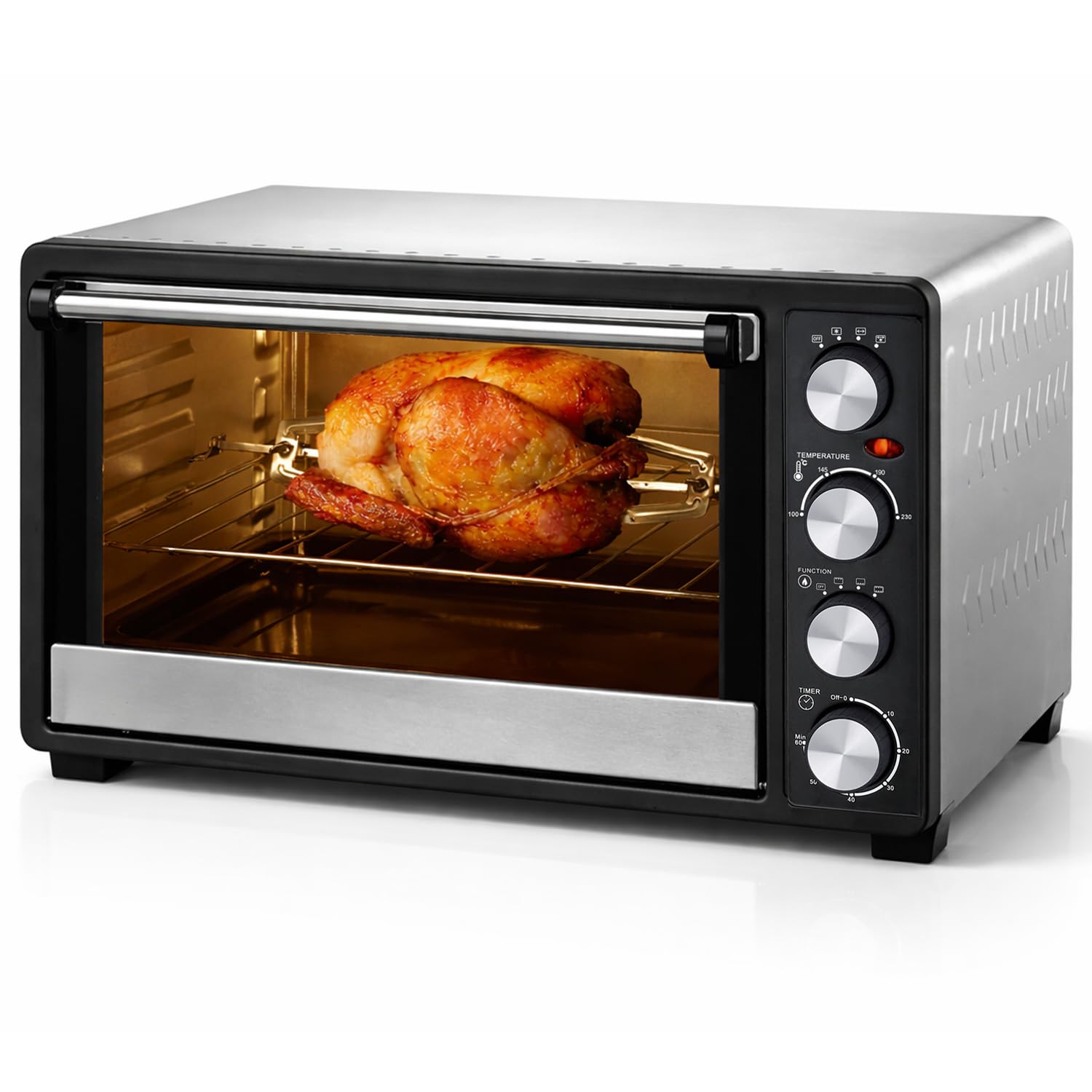 Syntrox Germany 45 l Kleiner Mini Backofen Budisu | Miniofen | Pizzaofen | Pizzabackofen, 2000W, für kleine Küchen, mit Timer, mit Glastür und Zubehör, für Zuhause