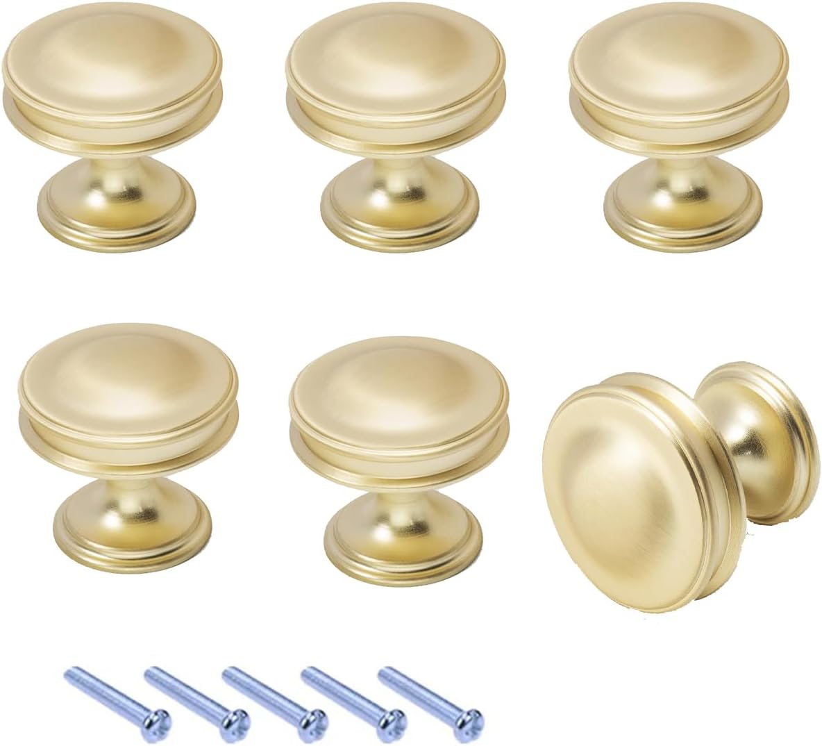 OBABO 6 Pack Gold Cabinet Knobs, Vintage Cabinet Ring Pulls Dresser Handles Furniture Hardware for Kitchen Cupboard Drawers Closet Door,Easy to Install (Style3)