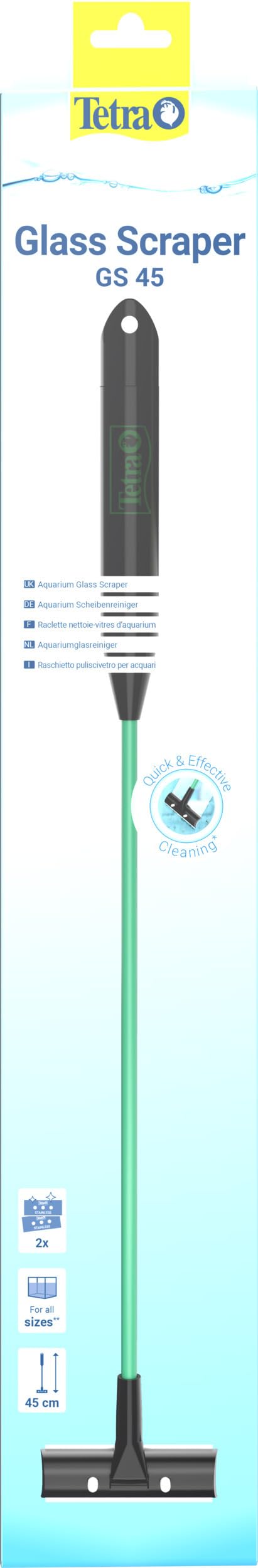Tetra GS 45 Scheibenreiniger für das Aquarium- Klingenreiniger löst Algen und andere Schmutzpartikel von Aquarienscheiben, 1 Stück (1er Pack)