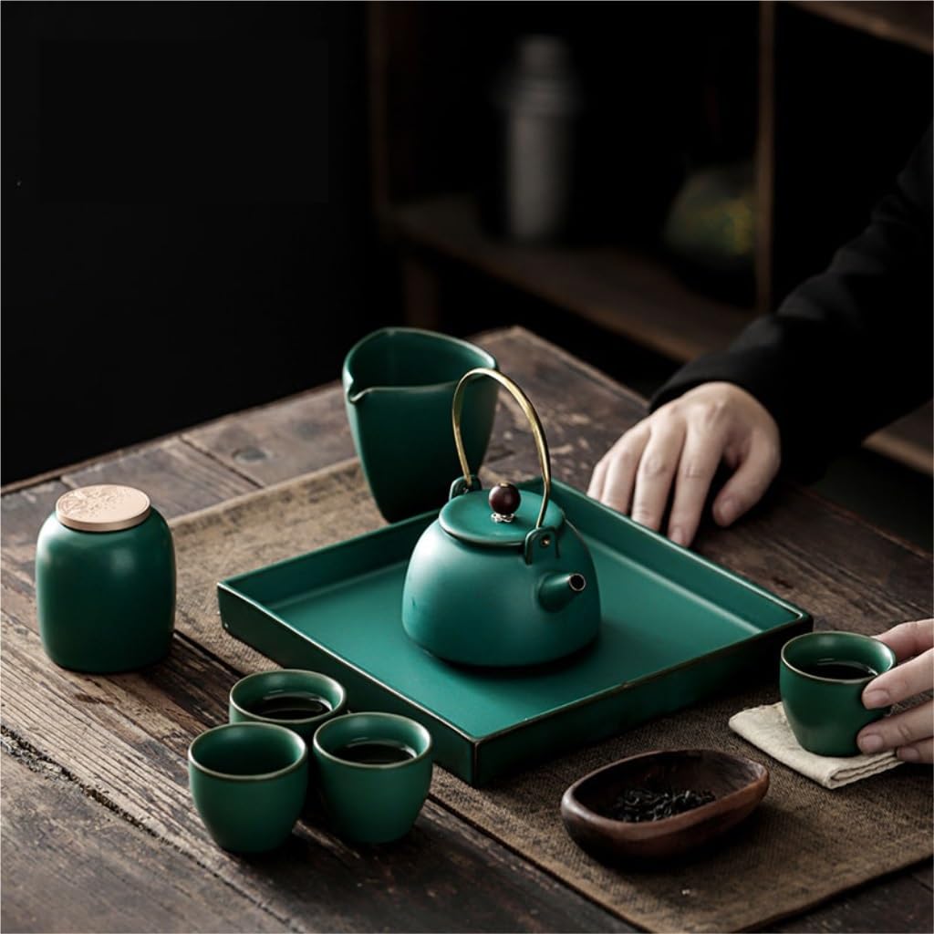 Plateau à Café de Table Plateau à thé en céramique carré Plateau à thé Domestique Service à thé rétro Kung Fu Plateau de Brassage à Sec Plateau à thé de Bureau (Size : M)