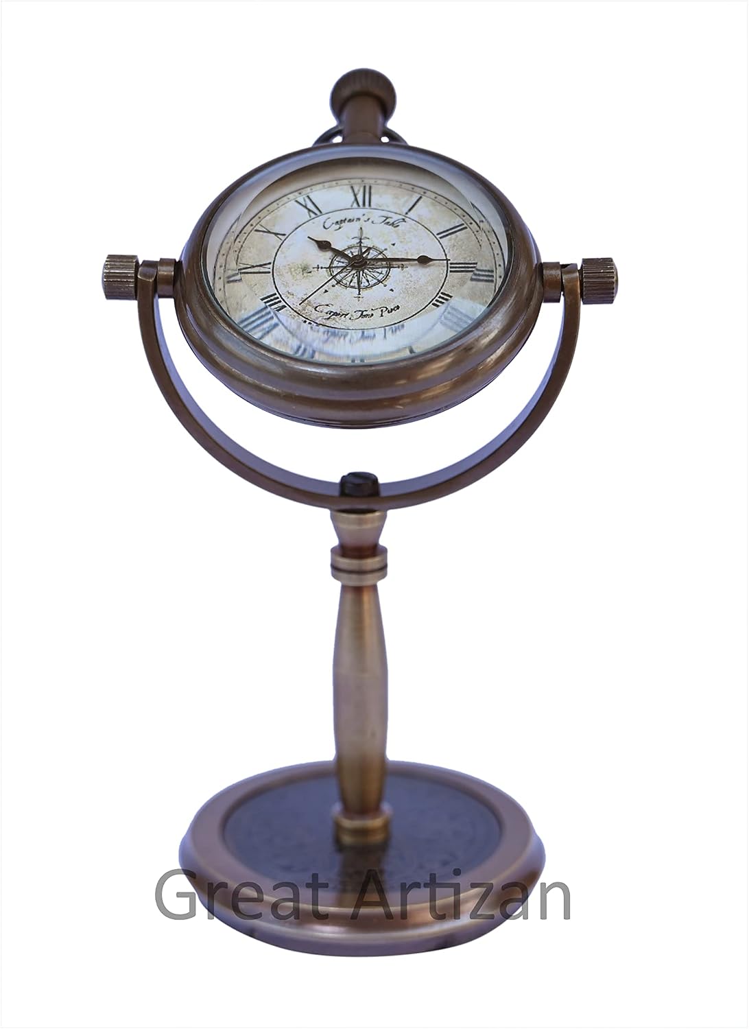 Antique Brown Nautical Small Desk Clock for Decoration, Office and Living Room, Vintage Look Victorian Table Clock.